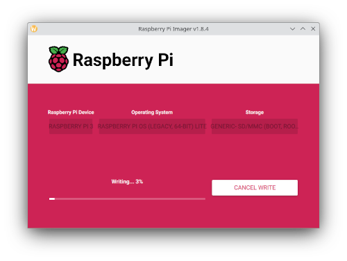 Pantalla de instalación