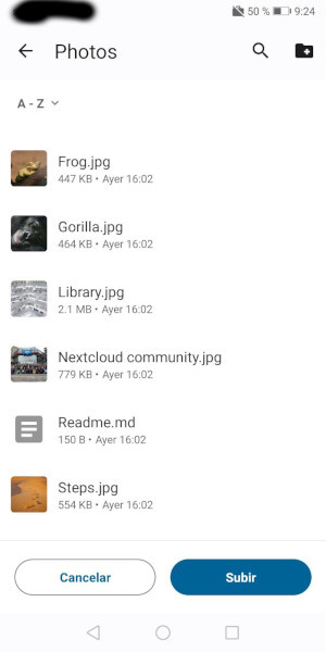 Subir imaxes dende a aplicación móbil