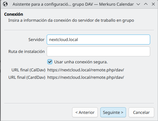 No cadro de diálogo pide a dirección do servidor, unha ruta no caso de que non esté na ruta raíz e se queremos usar conexión segura
