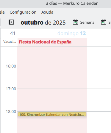 Vista do calendario ca anotación para este artigo